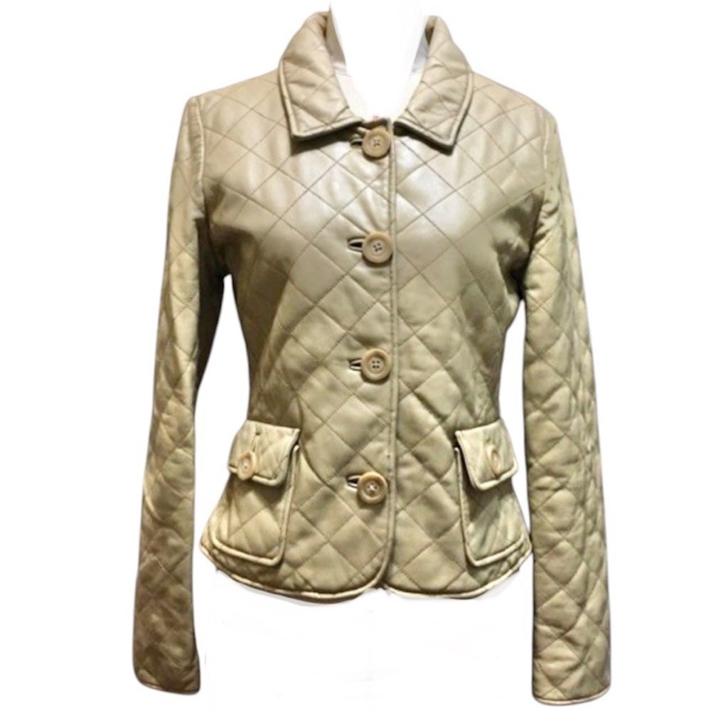 Vintage WILSONS Genuine Soft Lambskin  Leather Quilted Diamond 90s Jacket Size S